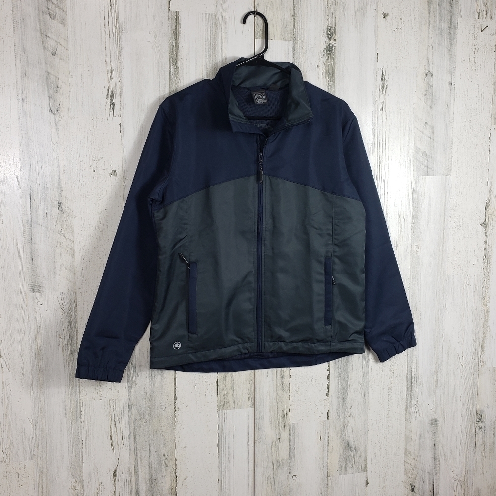 Boys stormtech performance gray, blue light jacket youth size XL